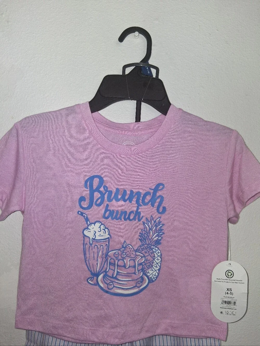 wonder nation Pink Short Sleeve 'Brunch Bunch' Pajama Set with Blue Graphic
